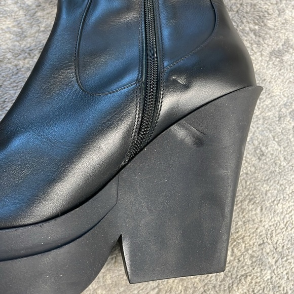 New Giaborghini Texan Knee High Western Boot Leather Stacked Platform Black 39 - Picture 8 of 16